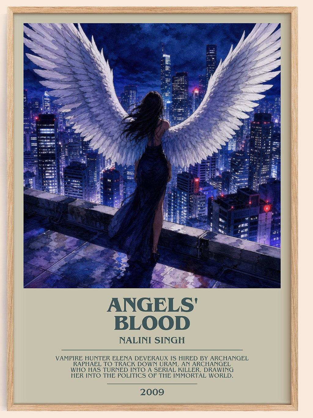 Angels' Blood bookish book poster by Nalini Singh – framed literary art print