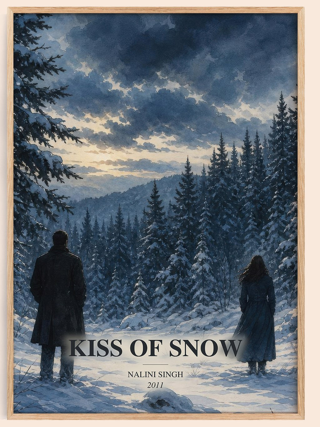 Kiss of Snow watercolour book poster by Nalini Singh – framed literary art print