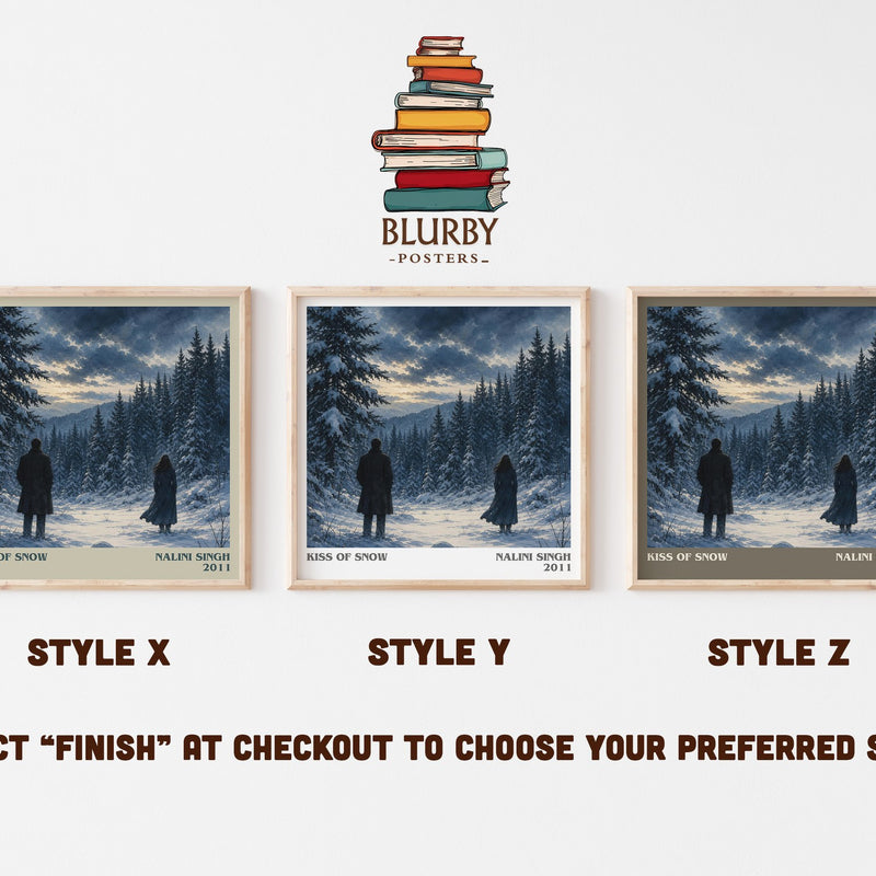 Kiss of Snow literary print in frame leaning in hallway – romance wall art