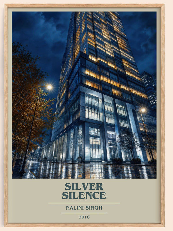 Silver Silence book cover book poster by Nalini Singh – framed literary art print