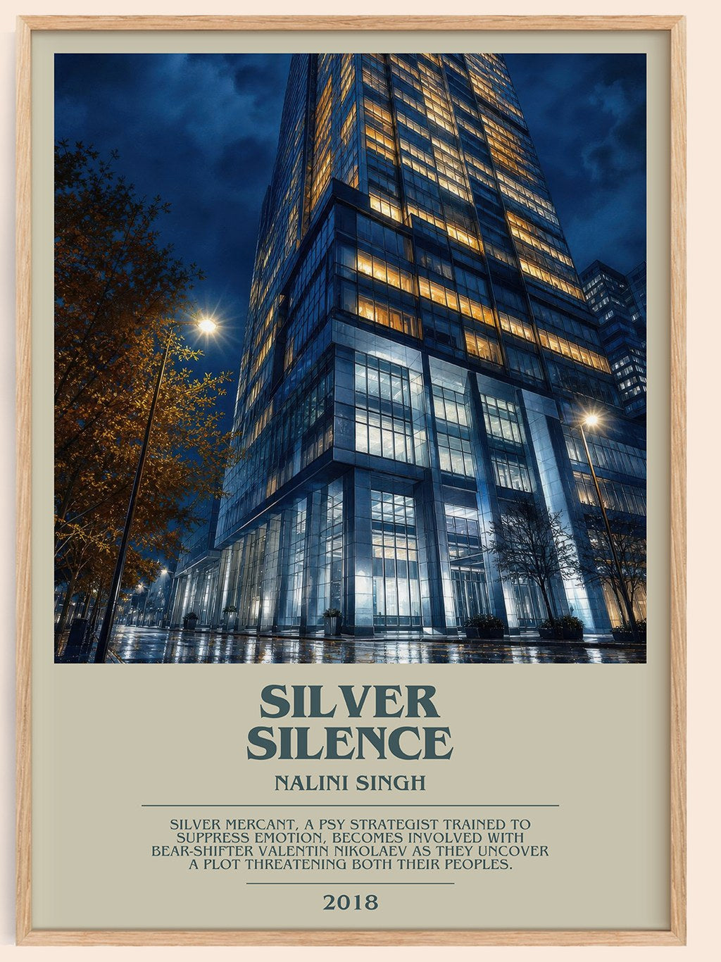 Silver Silence bookish book poster by Nalini Singh – framed literary art print