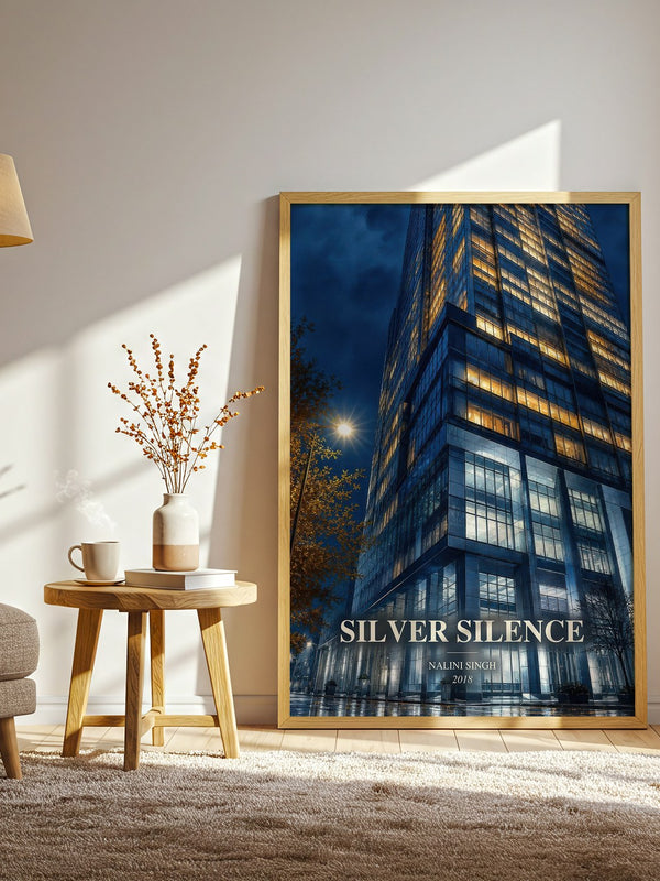 Silver Silence watercolour print in frame leaning in hallway – romance wall art