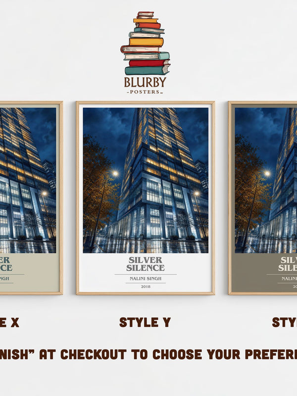 Silver Silence book cover print in frame leaning in hallway – romance wall art