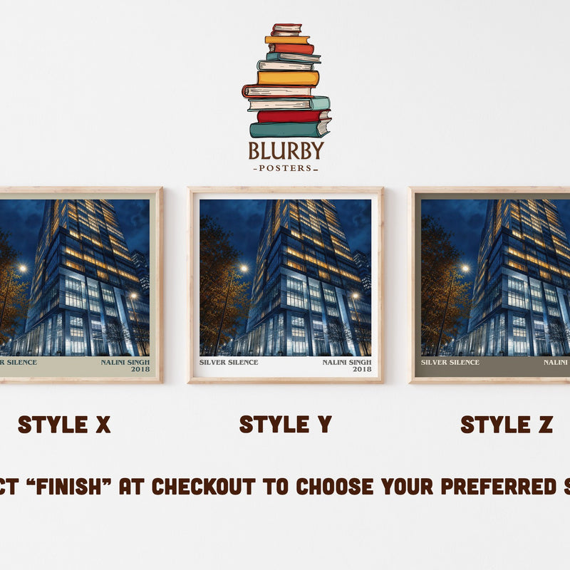 Silver Silence literary print in frame leaning in hallway – romance wall art