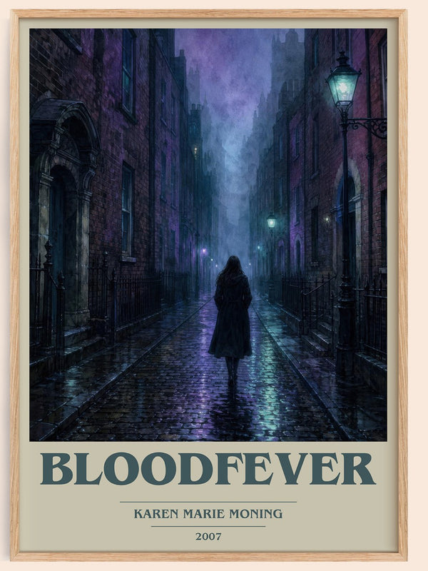 Bloodfever book cover book poster by Karen Marie Moning – framed literary art print