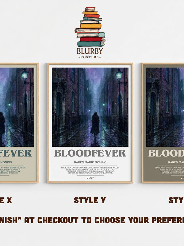 Bloodfever bookish print in frame leaning in hallway – fantasy wall art