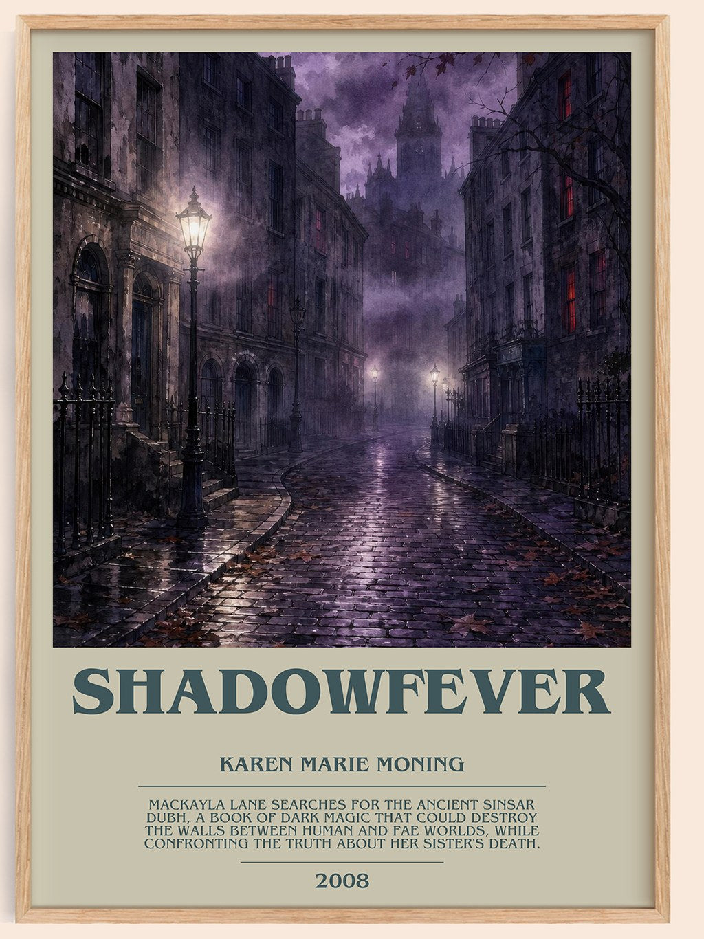Shadowfever bookish book poster by Karen Marie Moning – framed literary art print