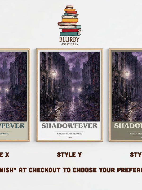 Shadowfever book cover print in frame leaning in hallway – fantasy wall art