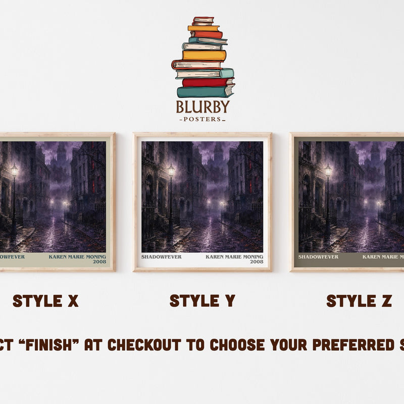 Shadowfever literary print in frame leaning in hallway – fantasy wall art