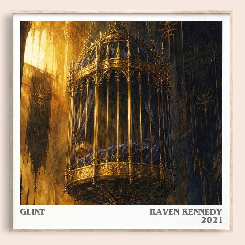 Glint literary book poster by Raven Kennedy – framed literary art print