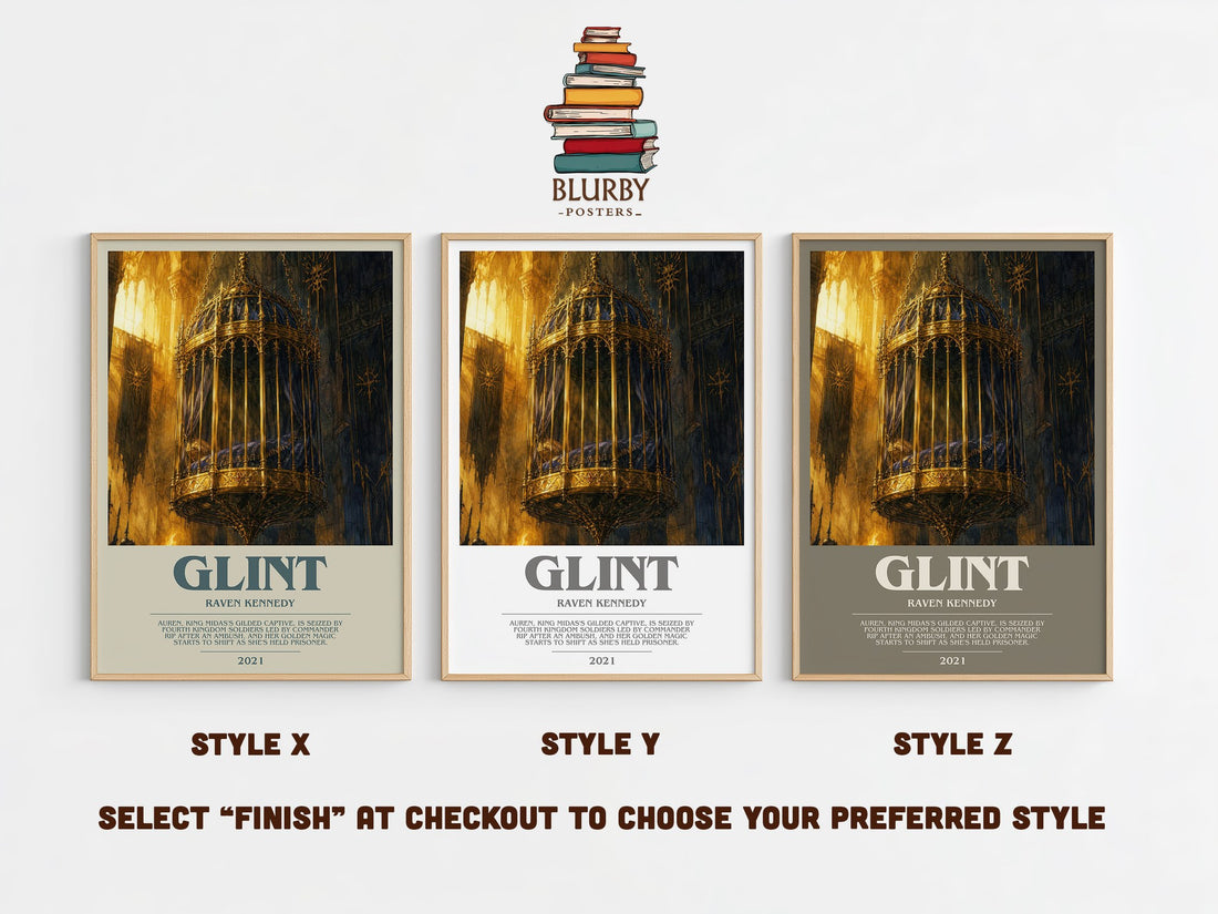 Glint bookish print in frame leaning in hallway – fantasy wall art (mockup)