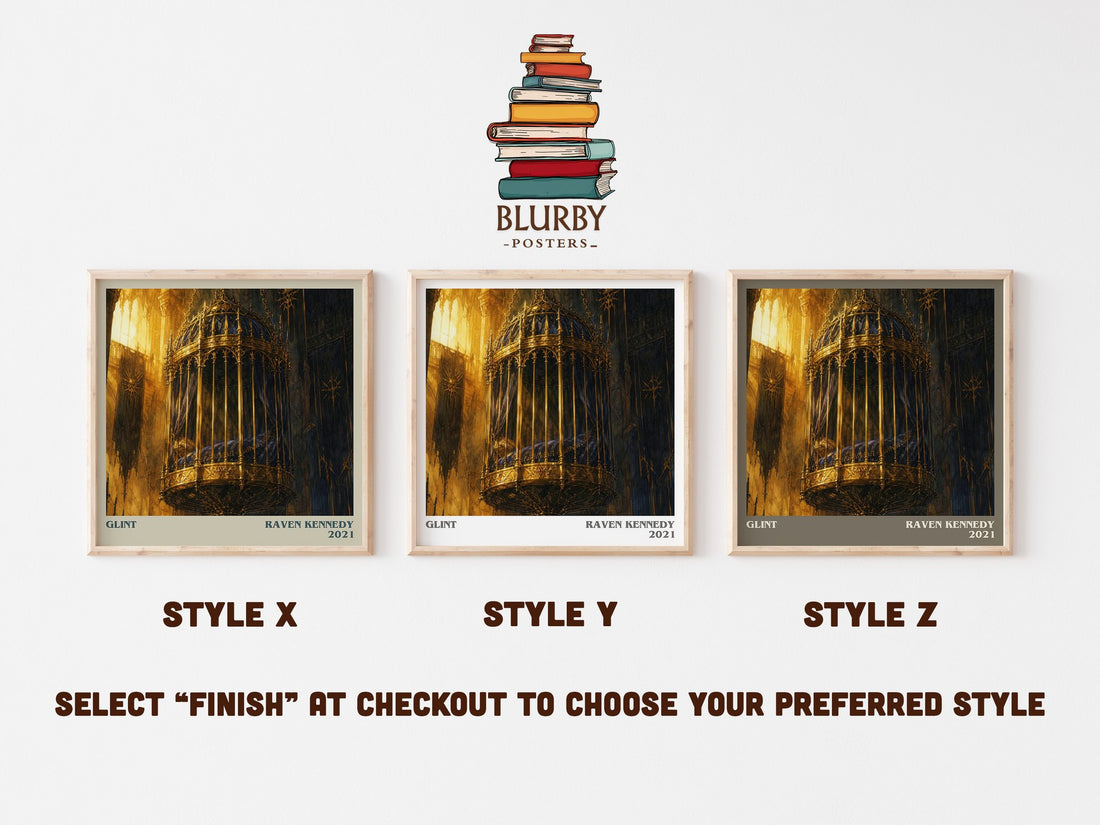 Glint literary print in frame leaning in hallway – fantasy wall art (mockup)