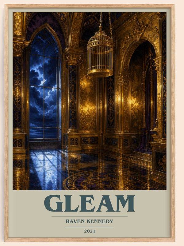 Gleam book cover book poster by Raven Kennedy – framed literary art print