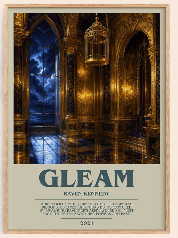 Gleam bookish book poster by Raven Kennedy – framed literary art print