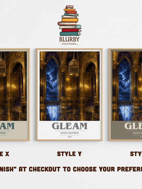 Gleam book cover print in frame leaning in hallway – fantasy wall art