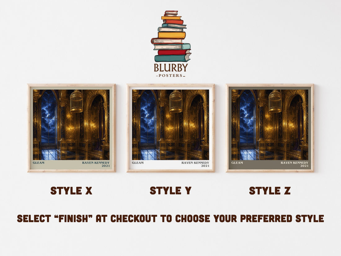 Gleam literary print in frame leaning in hallway – fantasy wall art (mockup)