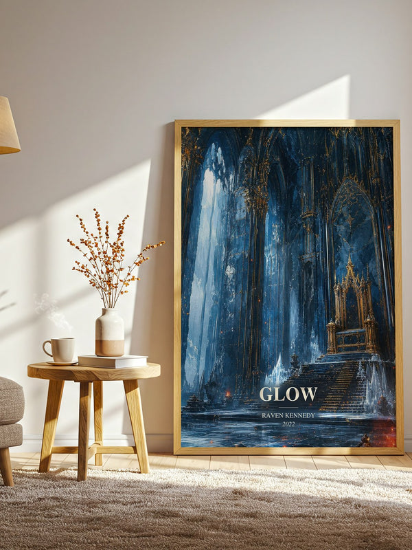 Glow watercolour print in frame leaning in hallway – fantasy wall art