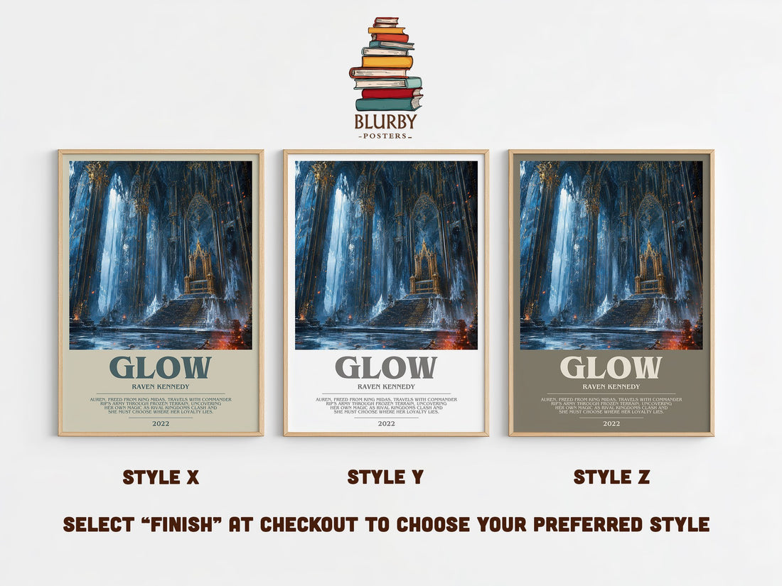 Glow bookish print in frame leaning in hallway – fantasy wall art (mockup)