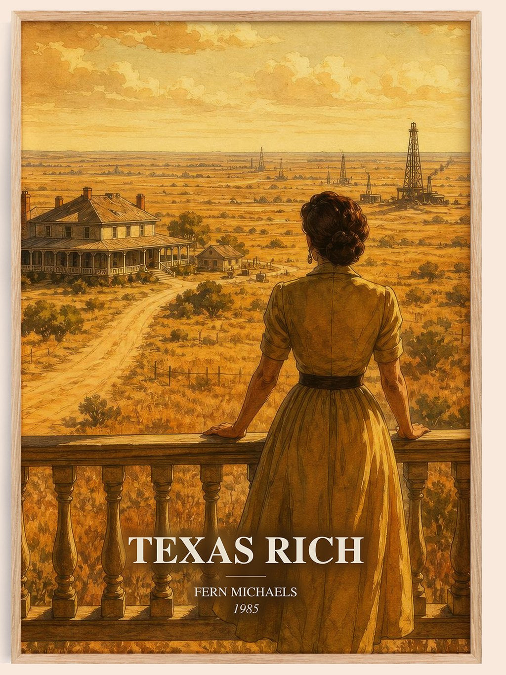 Texas Rich watercolour book poster by Fern Michaels – framed literary art print
