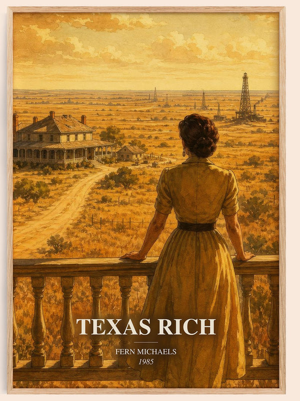 Texas Rich watercolour book poster by Fern Michaels – framed literary art print