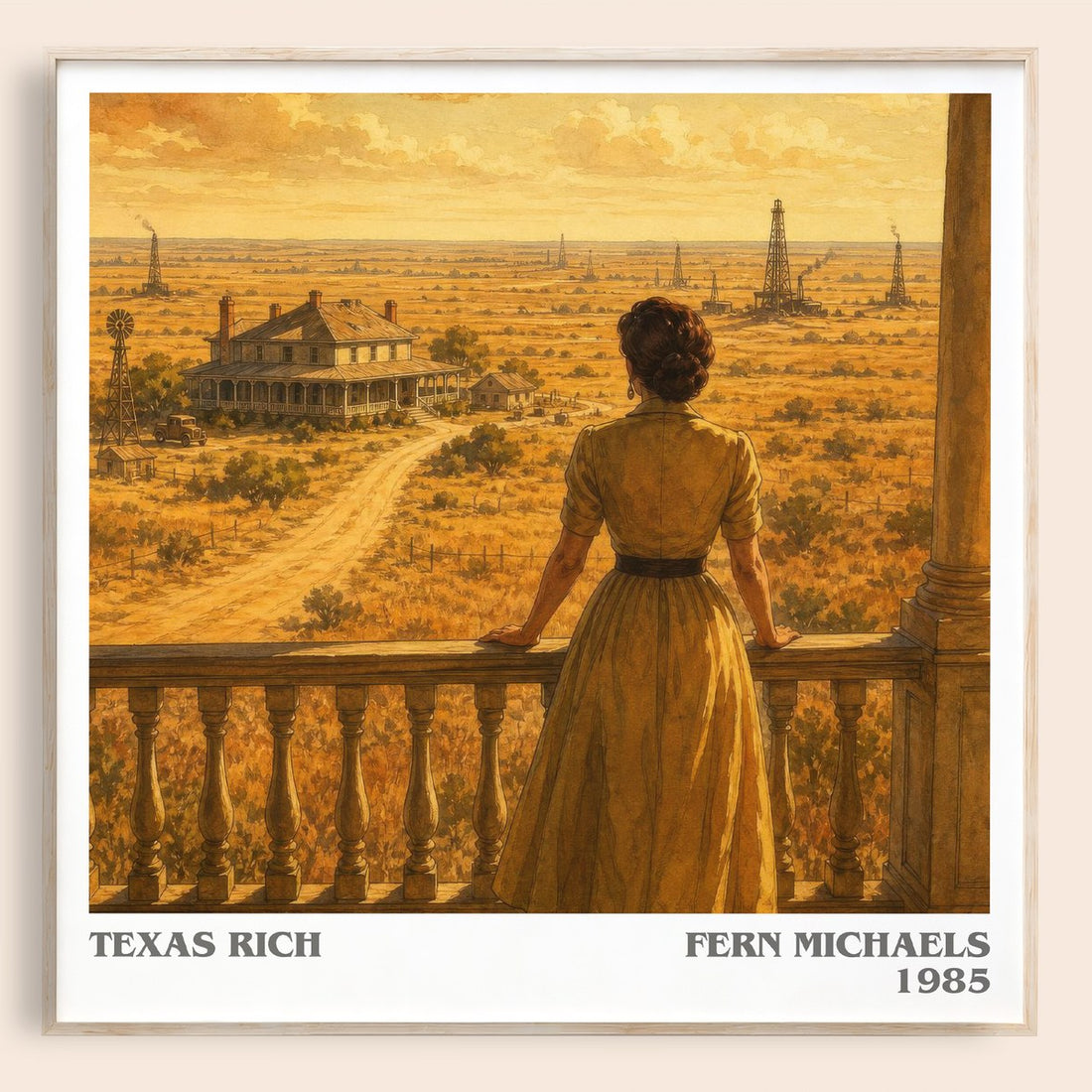 Texas Rich literary book poster by Fern Michaels – framed literary art print