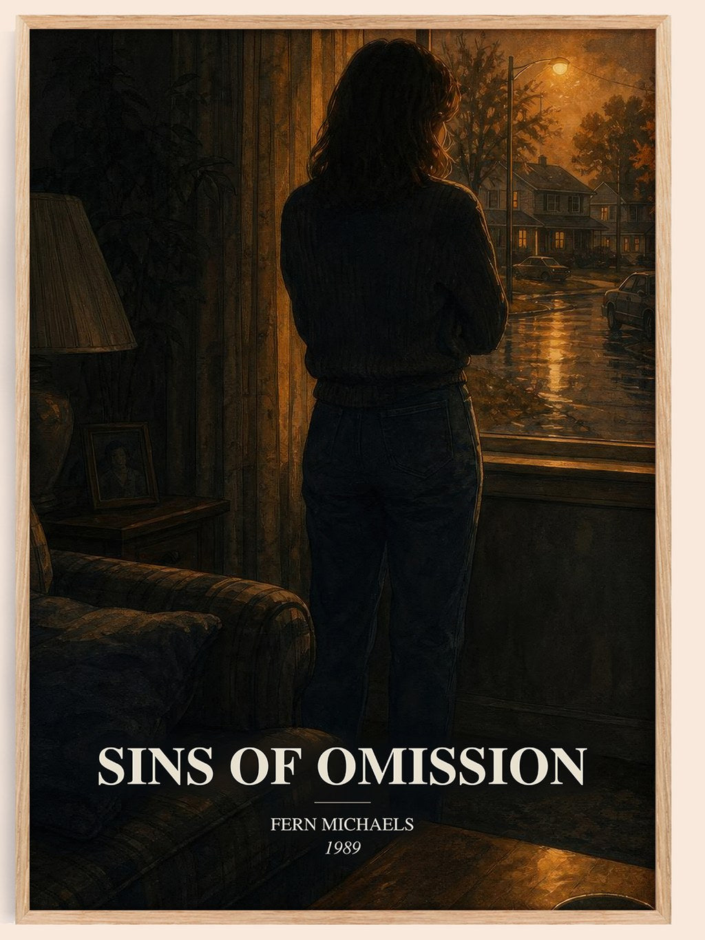 Sins of Omission watercolour book poster by Fern Michaels – framed literary art print