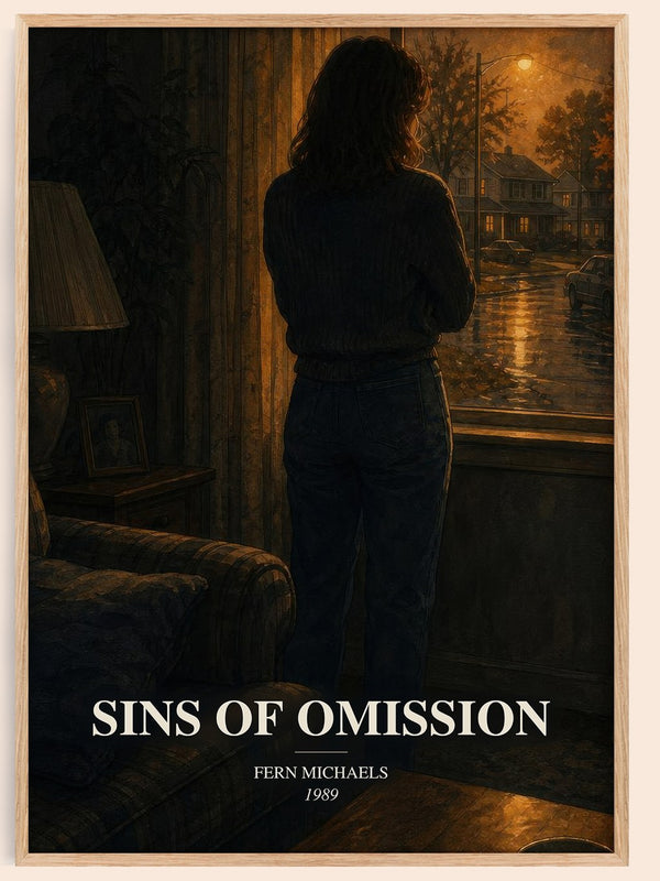 Sins of Omission watercolour book poster by Fern Michaels – framed literary art print