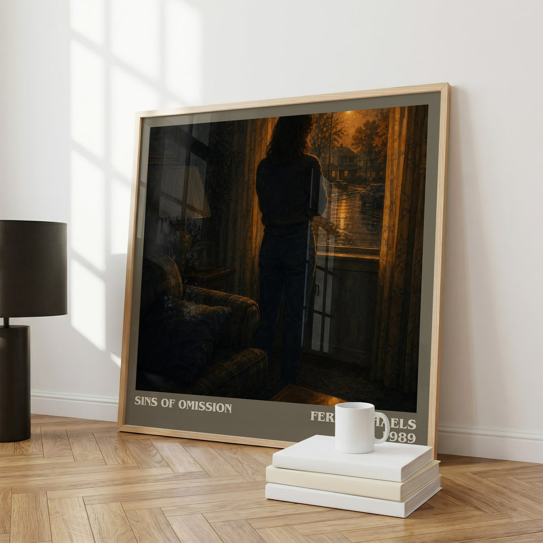 Sins of Omission literary print framed by window – literary home decor