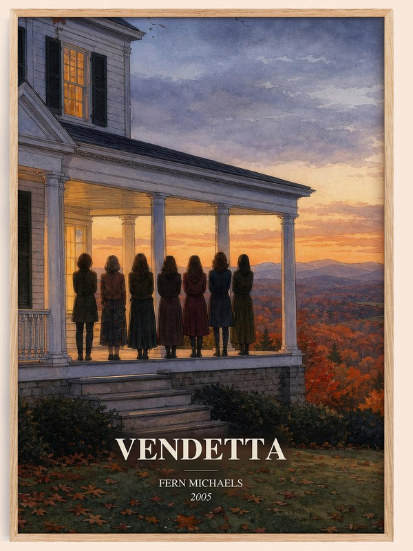 Vendetta watercolour book poster by Fern Michaels – framed literary art print