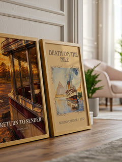 Return to Sender watercolour print framed by window – literary home decor