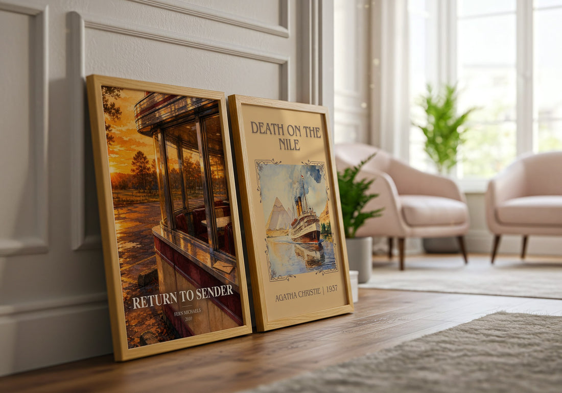 Return to Sender watercolour print framed by window – literary home decor