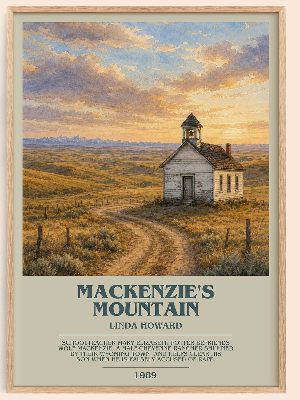 Mackenzie's Mountain bookish book poster by Linda Howard – framed literary art print