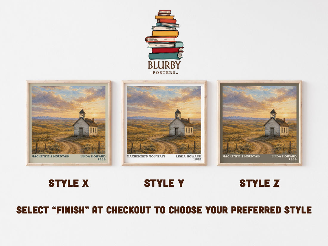 Mackenzie's Mountain literary print in frame leaning in hallway – romance wall art (mockup)