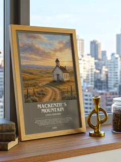 Mackenzie's Mountain bookish print framed by window – literary home decor