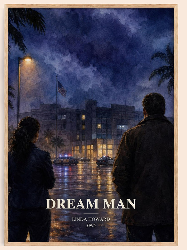 Dream Man watercolour book poster by Linda Howard – framed literary art print