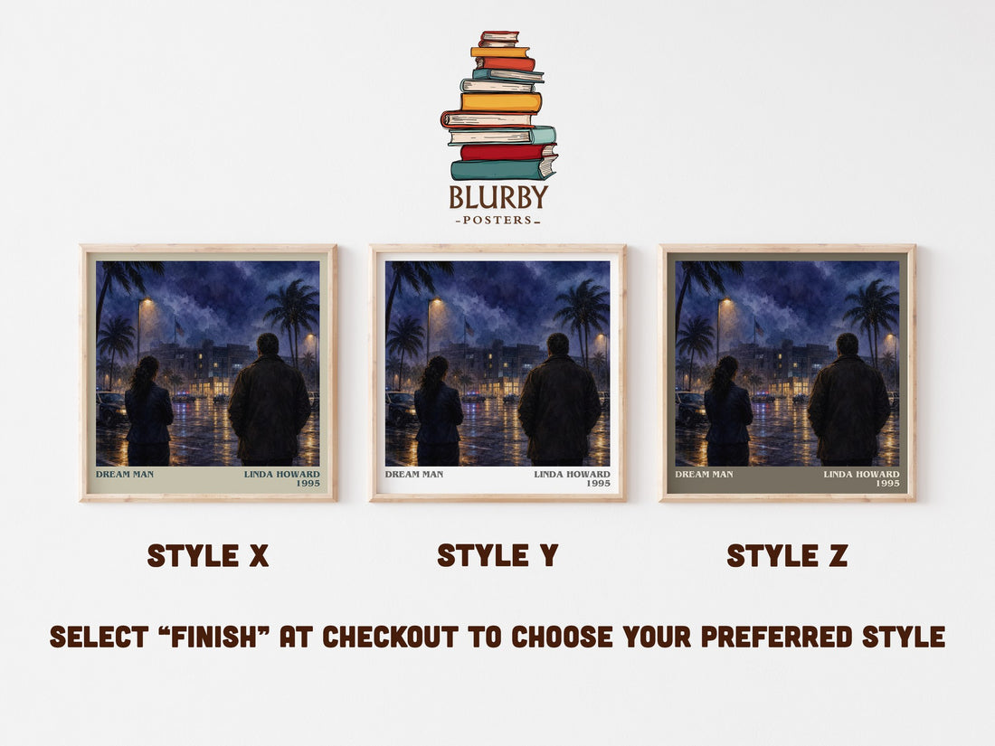 Dream Man literary print in frame leaning in hallway – thriller wall art (mockup)