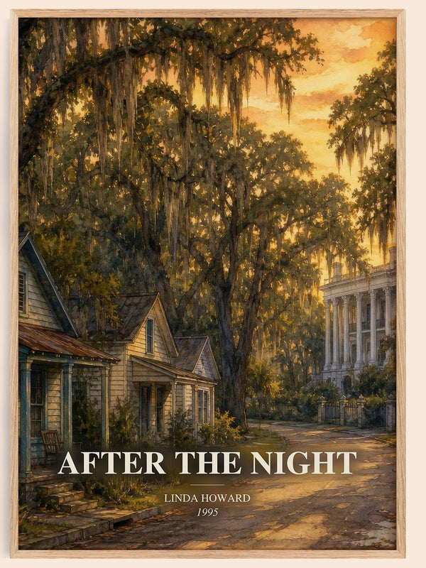 After the Night watercolour book poster by Linda Howard – framed literary art print