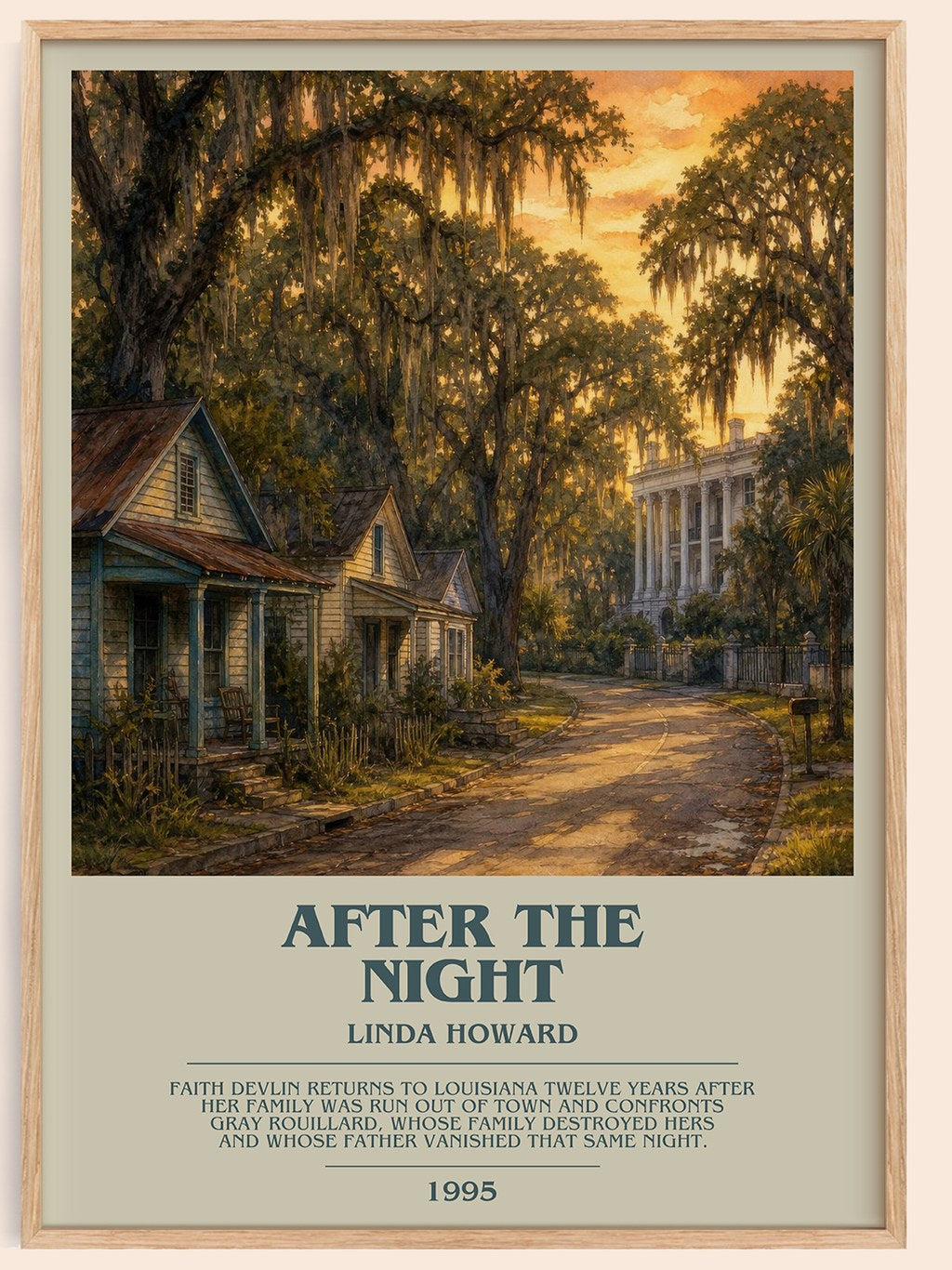 After the Night bookish book poster by Linda Howard – framed literary art print