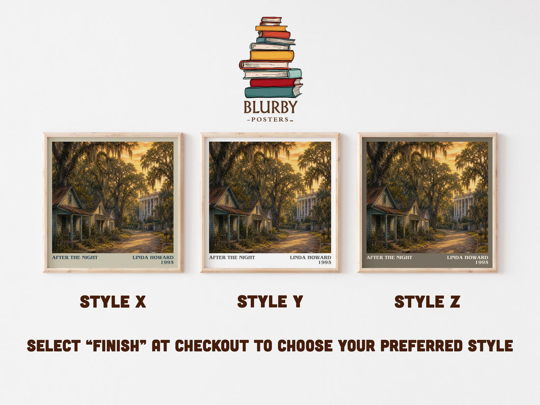 After the Night literary print in frame leaning in hallway – romance wall art (mockup)