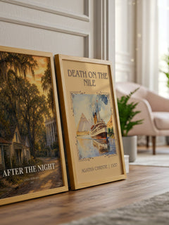 After the Night watercolour print framed by window – literary home decor