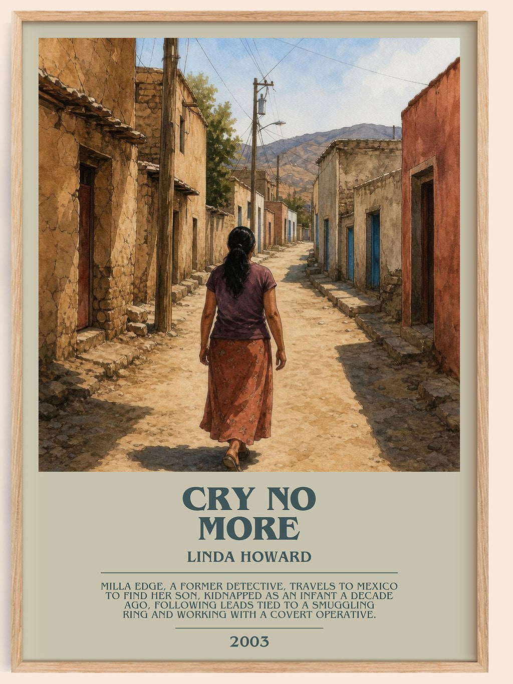 Cry No More bookish book poster by Linda Howard – framed literary art print