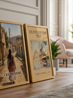 Cry No More watercolour print framed by window – literary home decor