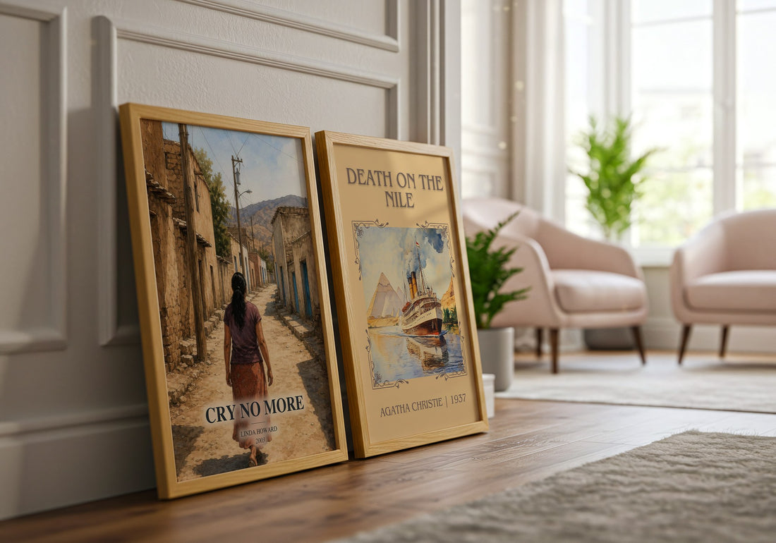 Cry No More watercolour print framed by window – literary home decor