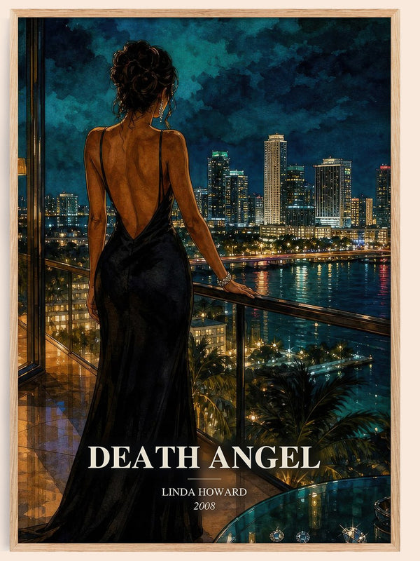 Death Angel watercolour book poster by Linda Howard – framed literary art print