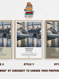 Mirror Image bookish print in frame leaning in hallway – thriller wall art