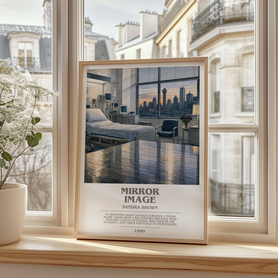 Mirror Image bookish poster colour and style options – Sandra Brown book art