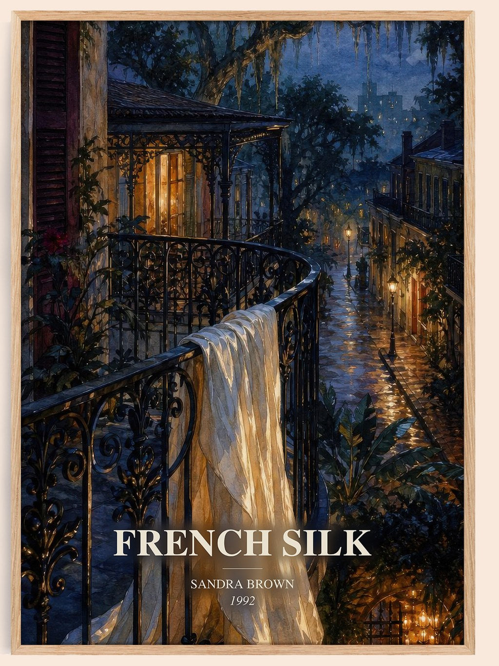 French Silk watercolour book poster by Sandra Brown – framed literary art print