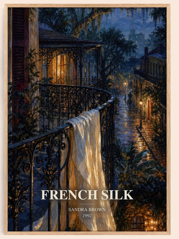 French Silk watercolour book poster by Sandra Brown – framed literary art print