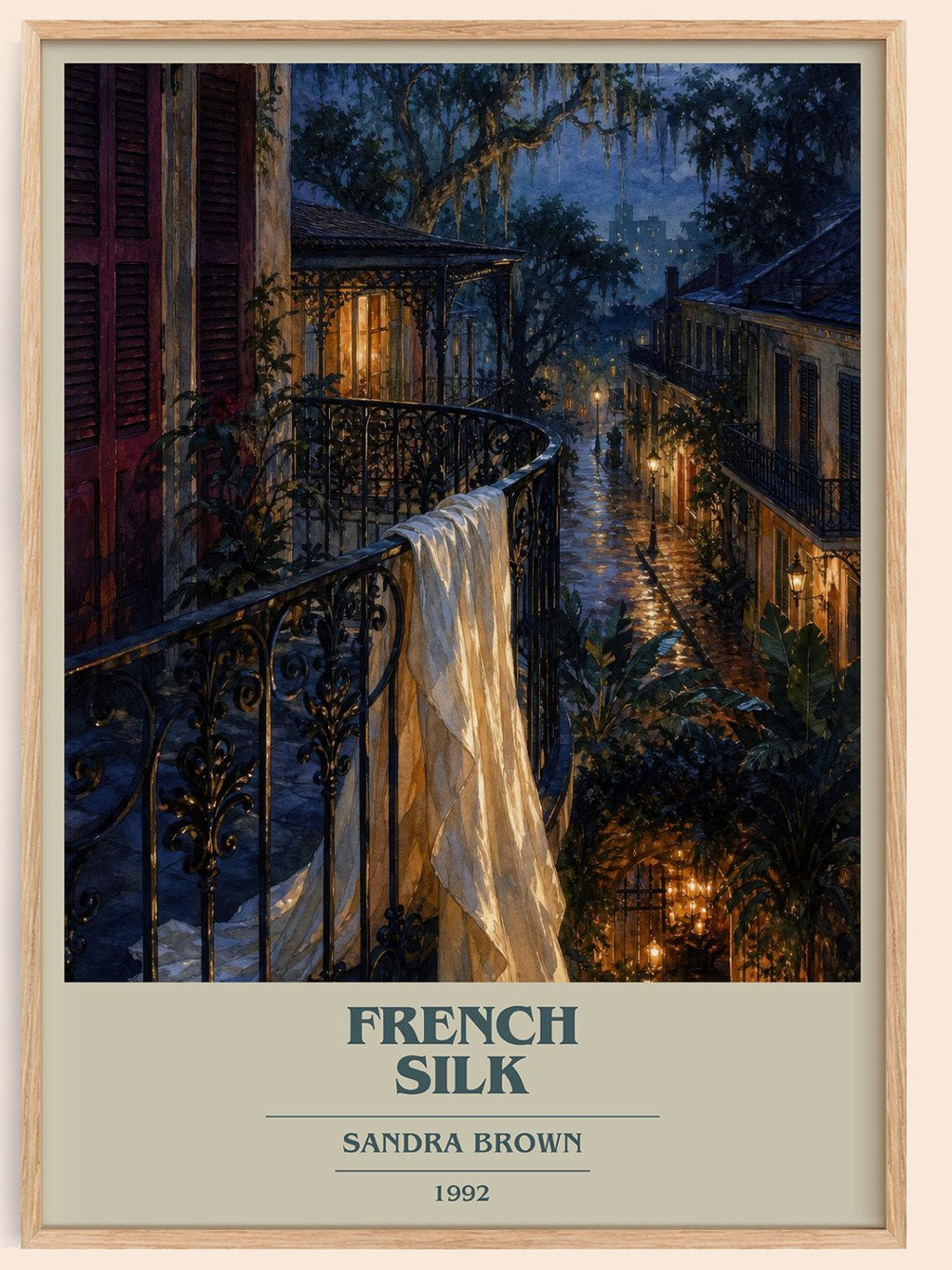 French Silk book cover book poster by Sandra Brown – framed literary art print