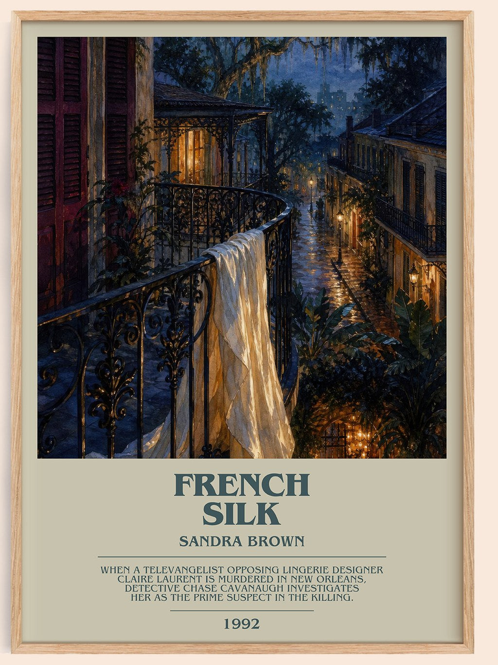 French Silk bookish book poster by Sandra Brown – framed literary art print